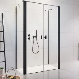 Душевое ограждение Radaway Nes 8 Black DWD+2S 100x75 см (стекло 8 мм), черный/прозрачное - фото 