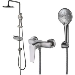 Душевой комплект Lemark: Душевая стойка Bronx LM3788GM + смеситель для душа Bronx LM3703GM, графит - фото 