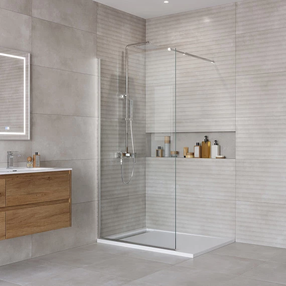 Душевая перегородка BelBagno 100 см KRAFT-L-1-100-C-Cr, хром/прозрачное - фото 