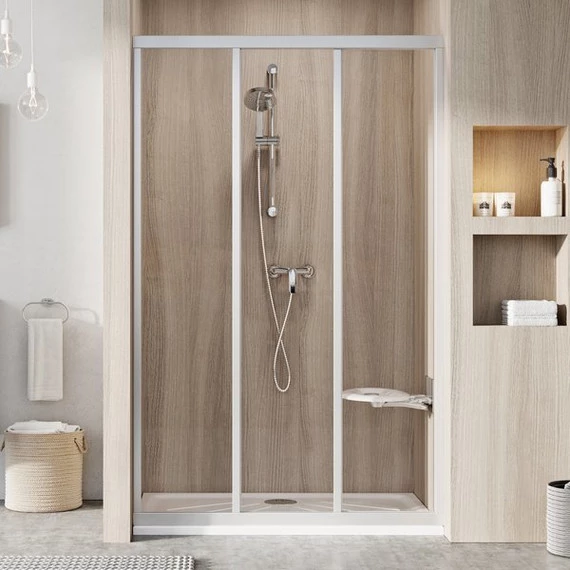 Душевая дверь Ravak Supernova ASDP3 90 см 00V701R211 белый/pearl, Цвет стекла: матовое, Цвет профиля: хром, Размер - мм: 900 - фото 