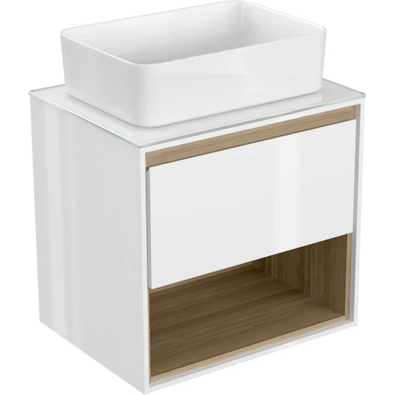 Тумба подвесная со столешницей Cersanit Louna 60 см SP-SZ-LOU60-BL/Wh - фото 