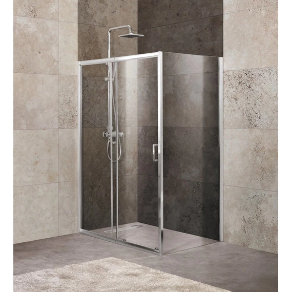 Душевое ограждение BelBagno 120-135х100 см UNIQUE-AH-1-120/135-100-C-Cr, хром/прозрачное, Цвет стекла: прозрачное, Размер - мм: 1200х1000 - фото 