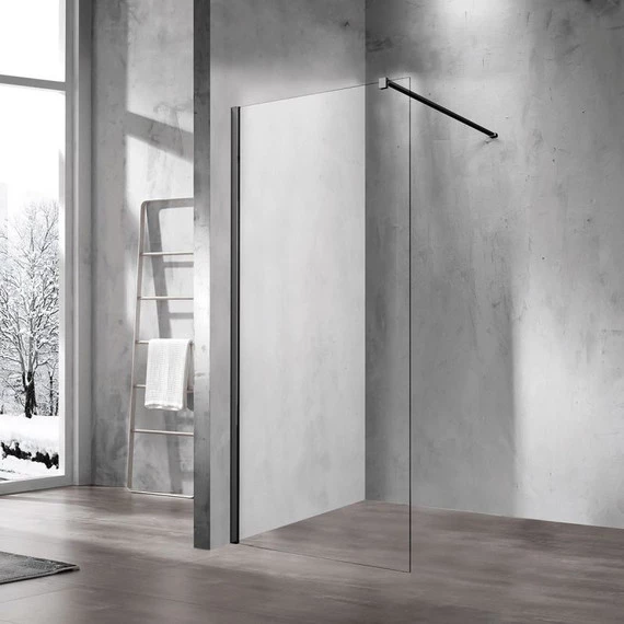 Душевая перегородка Vincea Walk-In 120 см VSW-1H120CLB (стекло 8 мм) с кронштейном в комплекте, черный/прозрачное - фото 