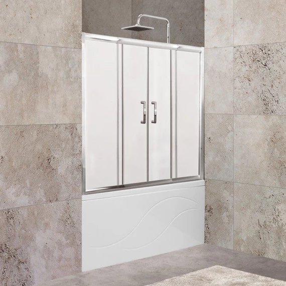 Шторка для ванны BelBagno 150-180 см UNIQUE-VF-2-150/180-140-M-Cr, хром/матовое - фото 