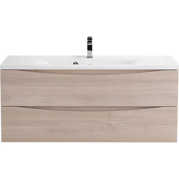 Тумба подвесная с раковиной BelBagno MARINO-1100-2C-SO-RG-P 110 см, Rovere Grigio - фото 