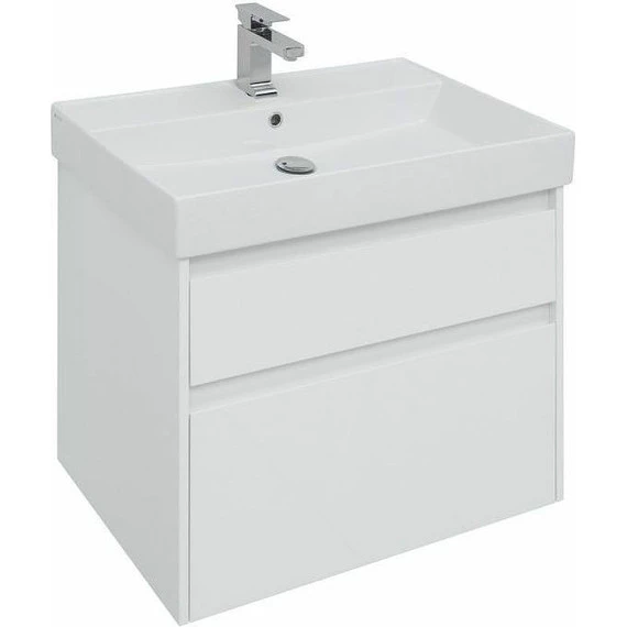 Тумба подвесная с раковиной Aquanet Nova Lite 75 см 242272 (2 ящика) белый, Цвет фасада: белый - фото 