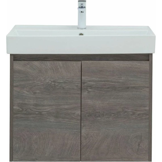Тумба подвесная с раковиной Aquanet Nova Lite 75 см 298851 (2 дверцы) дуб рошелье, Цвет фасада: дуб рошелье - фото 