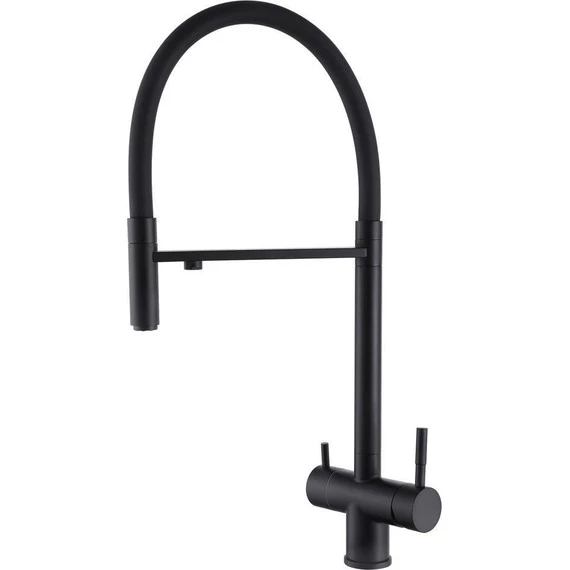 Смеситель для кухни Abber Wasser Kreis AF81141B, с подключением фильтра и выдвижной лейкой, чёрный матовый, Цвет производителя: чёрный матовый - фото 