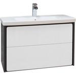 Тумба подвесная с раковиной Roca Ronda 80 см ZRU9302965, белый глянец/антрацит - фото 