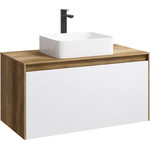 Тумба подвесная со столешницей Aqwella 5 Stars Mobi 100 см MOB0110DB/MOB0710W, дуб балтийский/белый - фото 