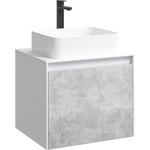 Тумба подвесная со столешницей Aqwella 5 Stars Mobi 60 см MOB0106W/MOB0706BS, белый/бетон светлый - фото 