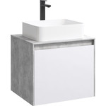 Тумба подвесная со столешницей Aqwella 5 Stars Mobi 60 см MOB0106BS/MOB0706W, бетон светлый/белый - фото 