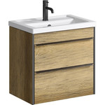 Тумба подвесная с раковиной Aqwella Fargo 60 см FRG0106DB, дуб балтийский - фото 