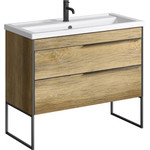 Тумба напольная с раковиной Aqwella Fargo 100 см FRG0110DB/FRGN440, дуб балтийский - фото 