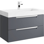 Тумба подвесная с раковиной Aqwella Cube 90 см CUB0109GR, серый, Цвет фасада: серый - фото 