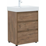 Тумба напольная с раковиной Aquanet Nova Lite 60 см 302471 (3 ящика) дуб рустикальный, Цвет фасада: тёмное дерево - фото 