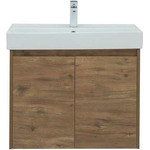 Тумба подвесная с раковиной Aquanet Nova Lite 75 см 298852 (2 дверцы) дуб рустикальный, Цвет фасада: тёмное дерево - фото 