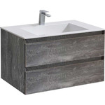 Тумба подвесная с раковиной Vincea Luka 80 см VMC-2L800GS (раковина белая VCB-13800W), серый камень - фото 