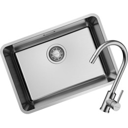 Кухонная мойка + смеситель Omoikiri 4997405 + SHINAGAWA-BN 4994230, нержавеющая сталь - фото 