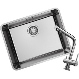 Кухонная мойка + смеситель Omoikiri 4997408 + NAGANO-BN 4994011, нержавеющая сталь - фото 