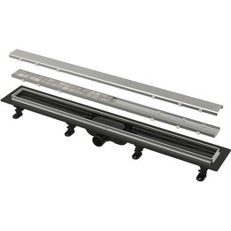 Трап Alcadrain 55 см APZ20-550, нержавеющая сталь/чёрный матовый (под плитку) - фото 