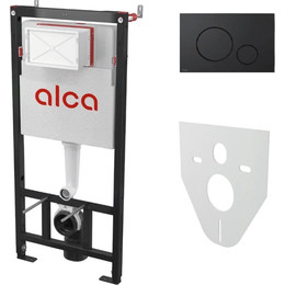 Инсталляция для подвесного унитаза Alcaplast AM101/1120-4:1 RU M678-0001 (кнопка смыва чёрная) - фото 