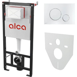 Инсталляция для подвесного унитаза Alcaplast AM101/1120-4:1 RU M671-0001 (кнопка смыва белая) - фото 