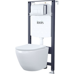 Инсталляция с подвесным унитазом комплект: Iddis Basic BASBQ01i73, сиденье микролифт, кнопка смыва хром - фото 