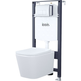 Инсталляция с подвесным унитазом комплект: Iddis Basic BASBI01i73, сиденье микролифт, кнопка смыва хром - фото 