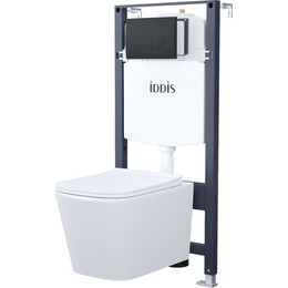 Инсталляция с подвесным унитазом комплект: Iddis Basic BASBI02i73, сиденье микролифт, кнопка смыва чёрная - фото 