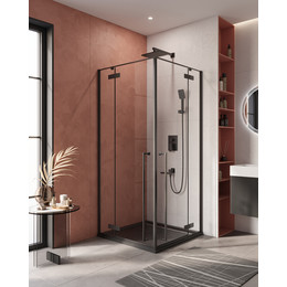 Душевое ограждение Cezares 90x90 см LINER-A-2-90-C-NERO, чёрный/прозрачное - фото 