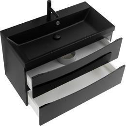 Тумба подвесная с раковиной BelBagno MARINO-900-2C-SO-NL-P 90 см, Nero Lucido (раковина BB900/450-LV-ART-AST-NERO) - фото 