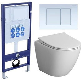 Инсталляция с подвесным унитазом комплект: Aquatek Standart 50 INS-0000012 с подвесным безободковым унитазом Niagara Vista NG-9301 сиденье микролифт, кнопка смыва белый - фото 