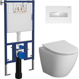 Инсталляция с подвесным унитазом комплект: Loranto 4501 с подвесным безободковым унитазом Niagara Vista NG-9301 сиденье микролифт, кнопка смыва белый глянцевый - фото 