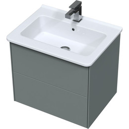 Тумба подвесная с раковиной Mirsant Ultra 60 см (раковина Next 60), серый матовый - фото 