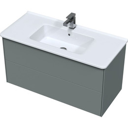 Тумба подвесная с раковиной Mirsant Ultra 100 см (раковина More 100), серый матовый - фото 