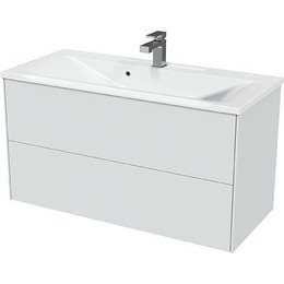 Тумба подвесная с раковиной Mirsant Ultra 100 см (раковина Next 100), белый глянцевый - фото 