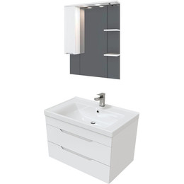 Комплект мебели Mirsant Soho Quadro 80 см (тумба + зеркало) - фото 