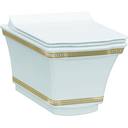 Унитаз подвесной безободковый Boheme Hermitage 951-G, белый/золото - фото 