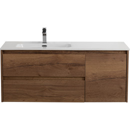 Тумба подвесная с раковиной BelBagno KRAFT-1000-2C-1A-SO-RT-L 100 см, Rovere Tabacco - фото 