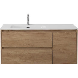 Тумба подвесная с раковиной BelBagno KRAFT-1000-2C-1A-SO-RNN-L 100 см, Rovere Nebrasca Nature - фото 