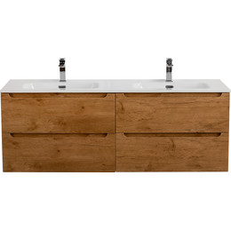 Тумба подвесная с раковиной BelBagno ETNA-1400-4C-SO-2-RN 140 см (раковина BB1400-2-ETL) Rovere Nature, Цвет фасада: Rovere Nature - фото 