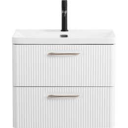 Тумба подвесная с раковиной BelBagno DUE-500-2C-SO-BL-P 50 см (2 ручки сатин) Bianco Lucido, Цвет фасада: Bianco Lucido - фото 