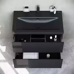Тумба подвесная с раковиной AM.PM Gem 75 см M90FHX07522BM, чёрная матовая - фото 