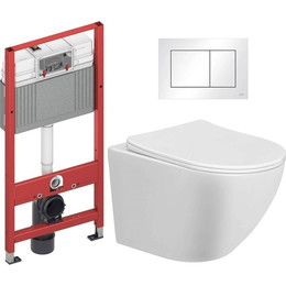 Инсталляция с подвесным унитазом комплект: TECEbase 2.0 9400413 с подвесным безободковым унитазом Taliente Amato AM25010 сиденье микролифт, крепление, кнопка смыва белая - фото 