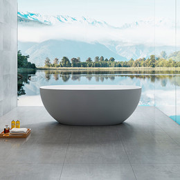 Ванна отдельностоящая Solid Surface Vincea 170x75 см VBT-6S01MG, серый/белый матовый - фото 