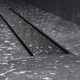 Душевой трап (лоток) 80 AM.PM MasterFlow W01SC-U11-080-04BM комбинированный затвор с черной матовой решеткой под плитку, Цвет производителя: чёрный, Размер трапа: 800 - фото 