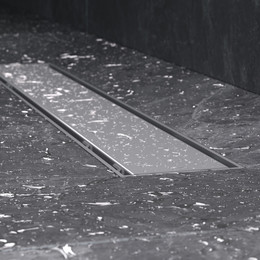 Душевой трап (лоток) 50 AM.PM PrimeFlow W02SC-U11-050-04SB комбинированный затвор со стальной матовой решеткой под плитку, Цвет производителя: хром, Размер трапа: 500 - фото 