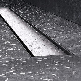 Душевой трап (лоток) 80 AM.PM MasterFlow W01SC-U11-080-04SB комбинированный затвор со стальной матовой решеткой под плитку - фото 