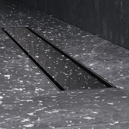 Душевой трап (лоток) 60 AM.PM MasterFlow W01SC-U11-060-04BM комбинированный затвор с черной матовой решеткой под плитку - фото 